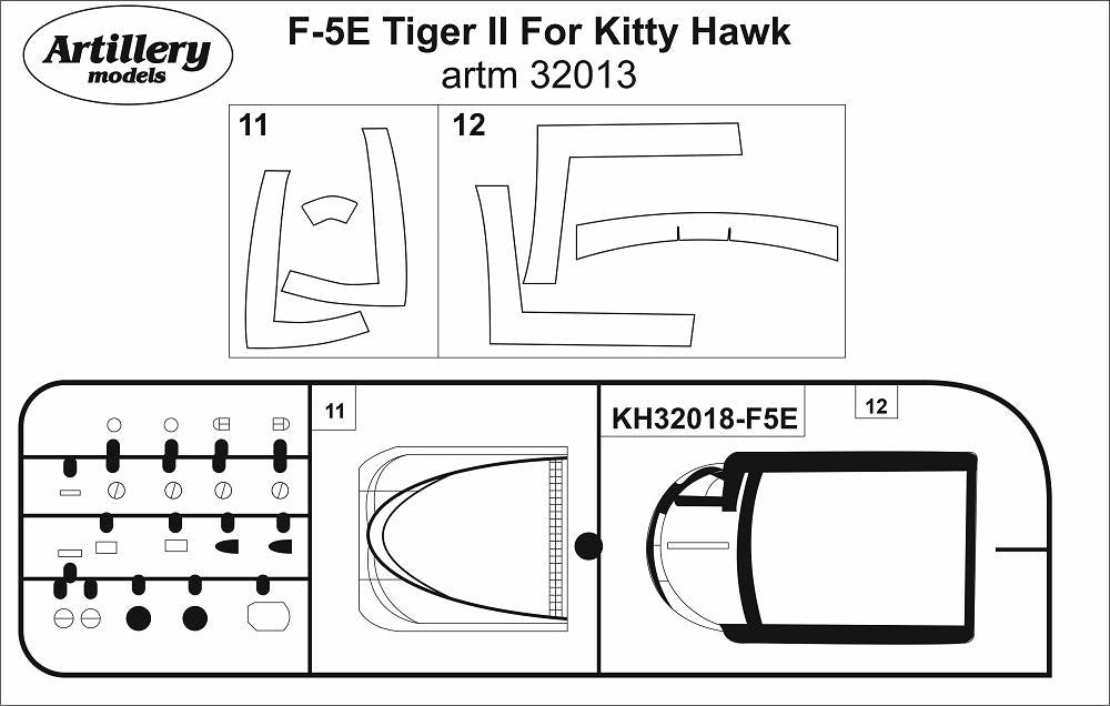 Artillery ARTM32013 1:32 Northrop F-5E Tiger canopy frame paint mask