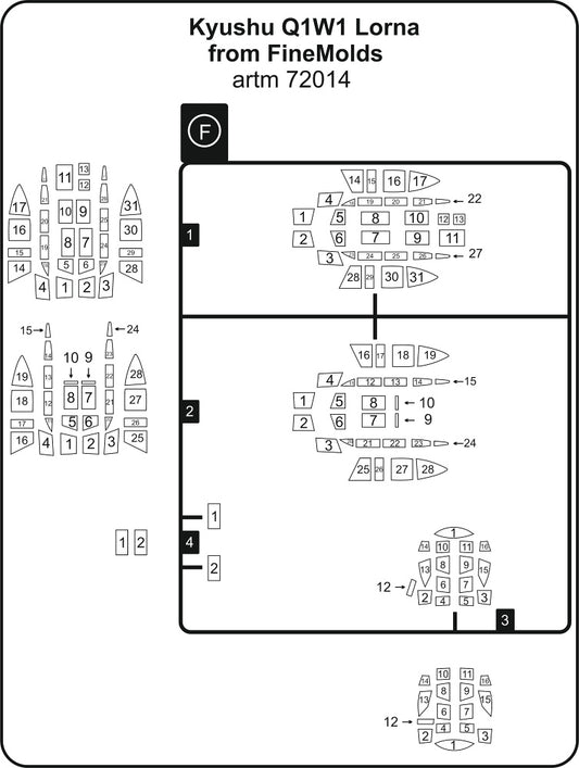 Artillery ARTM72014 1:72 Kyushu Q1W1 Lorna canopy frame paint mask