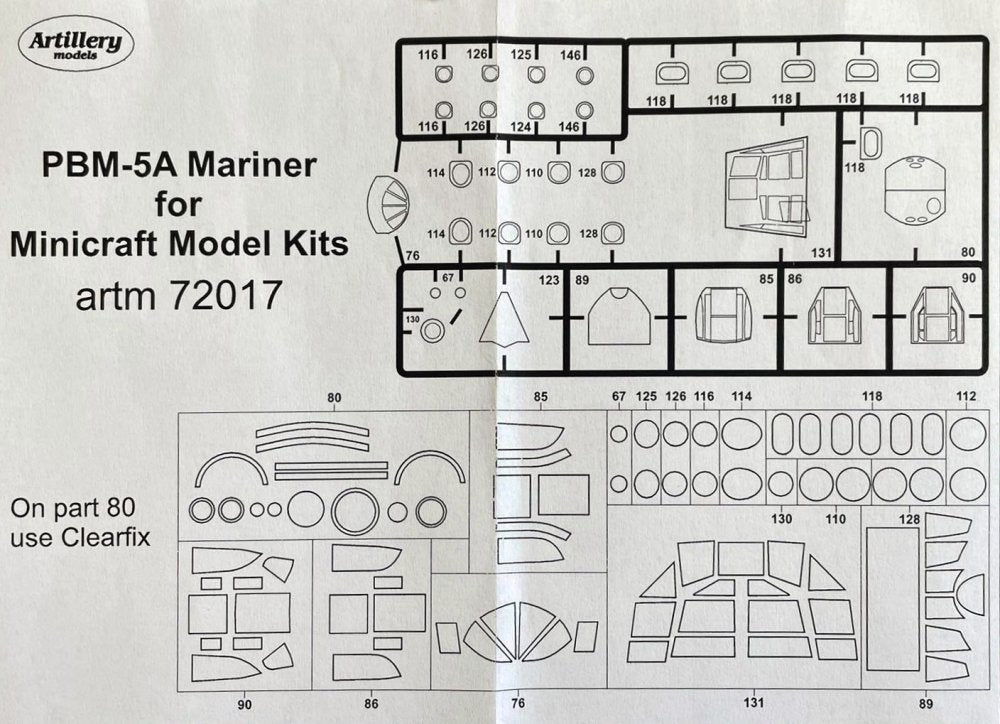 Artillery ARTM72017 1:72 Martin PBM-5A Mariner canopy frame paint mask