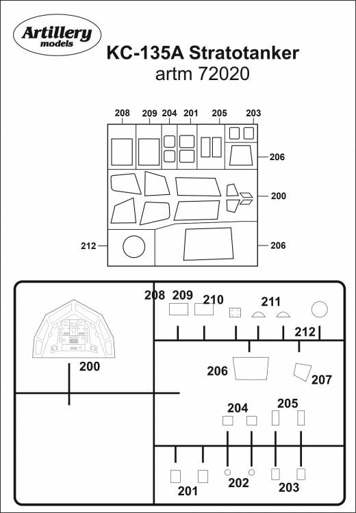 Artillery ARTM72020 1:72 Boeing KC-135A Stratotanker canopy frame paint mask