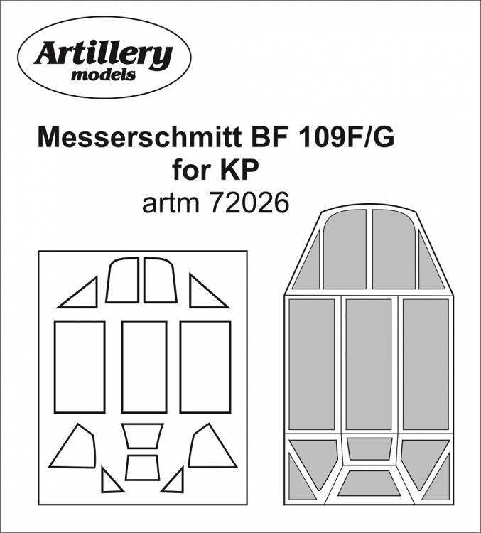 Artillery ARTM72026 1:72 Messerschmitt Bf-109F/G canopy frame paint mask