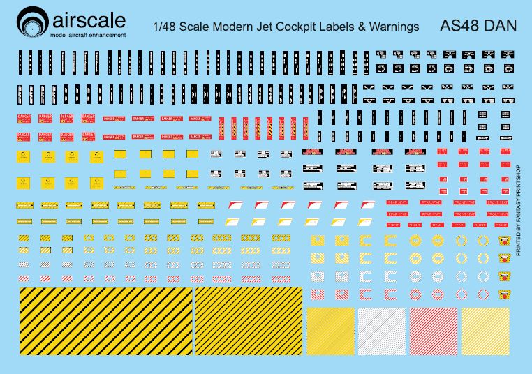 Airscale AS48DAN 1:48 Modern Cockpit Data and Warning decals