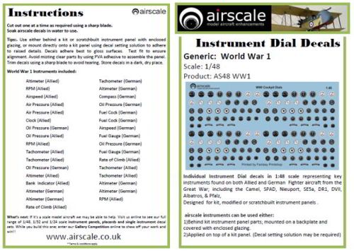 Airscale AS48WWI 1:48 WWI Allied & German Instruments