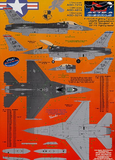 Astra Decals ASD3214 1:32 F-16C/D Fighting Falcon USAFE Spangdahlem