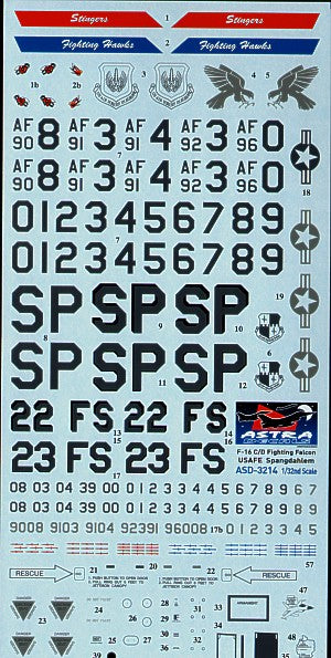Astra Decals ASD3214 1:32 F-16C/D Fighting Falcon USAFE Spangdahlem