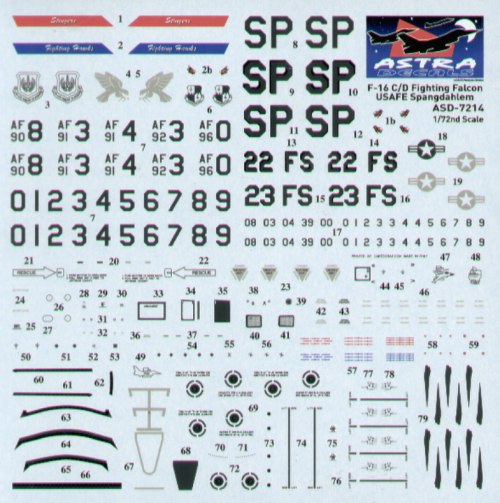 Astra Decals ASD7214 1:72 F-16C/D Fighting Falcon USAFE Spangdahlem