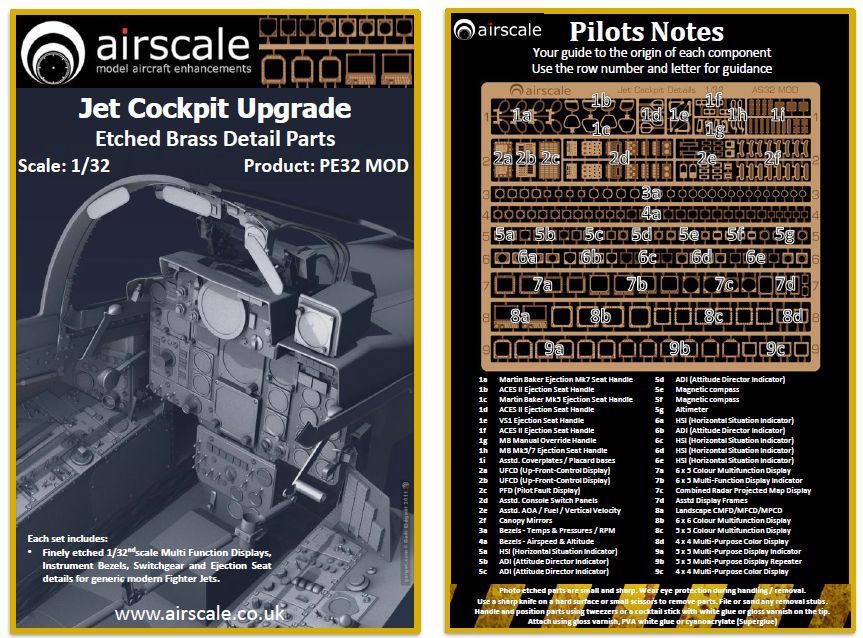 Airscale ASPE32MOD 1:32 US Modern Cockpit/Seat/Canopy Details