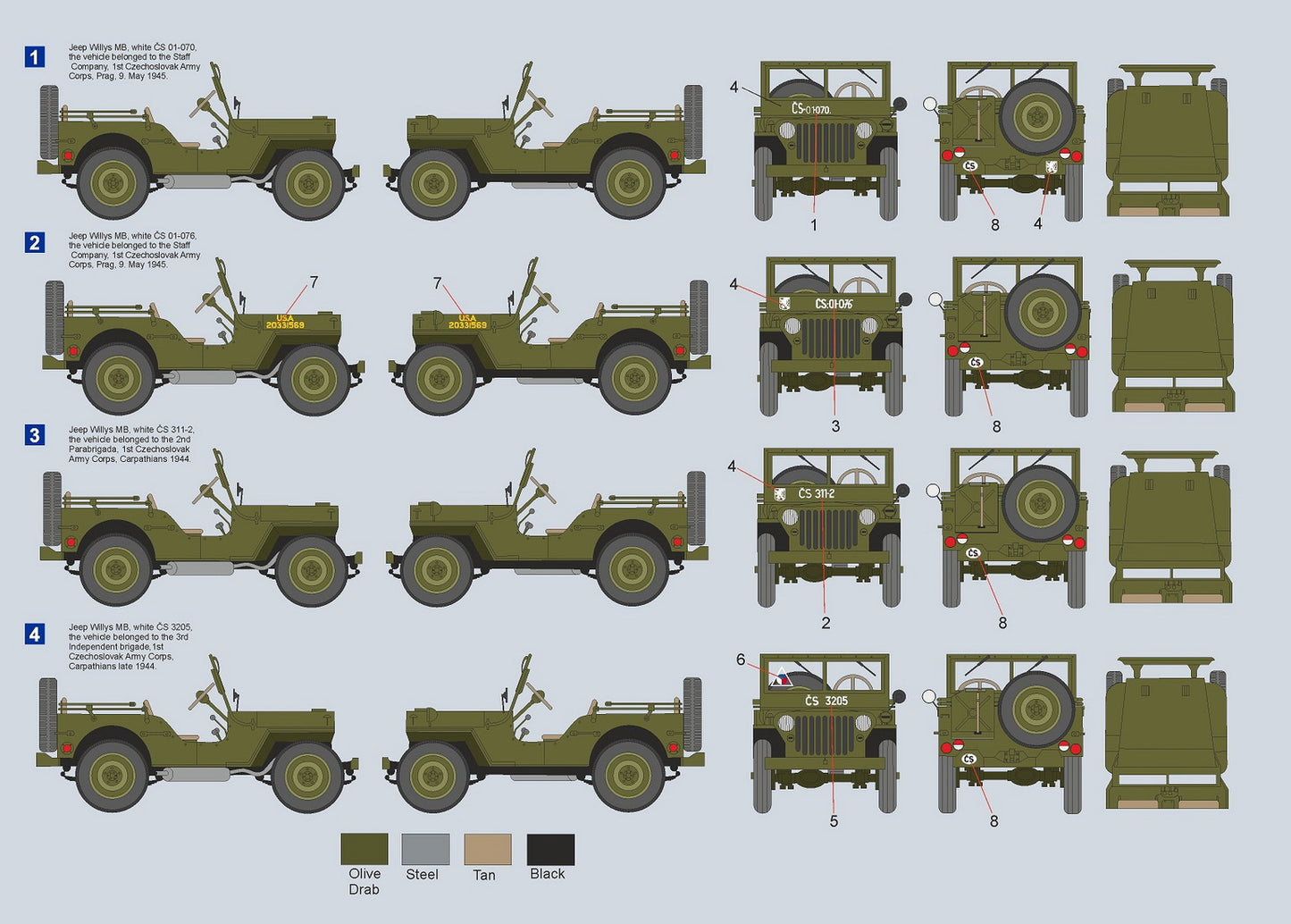 Attack Kits AT-D72006 1:72 Willys Jeep MB Cz
