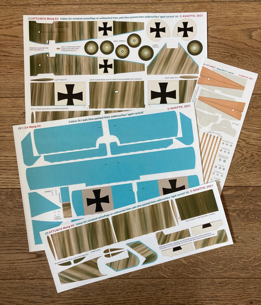 Aviattic ATT24016 1:24 Fokker Dr.I Camouflage Aged Varnish/Blue
