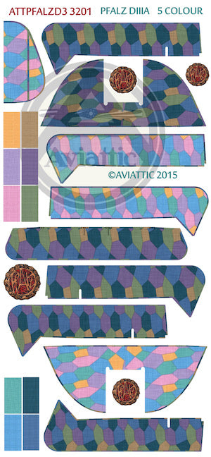 Aviattic ATT32133 1:32 Pfalz D.IIIa 5 colour 'lozenge' with lozenge rib tapes