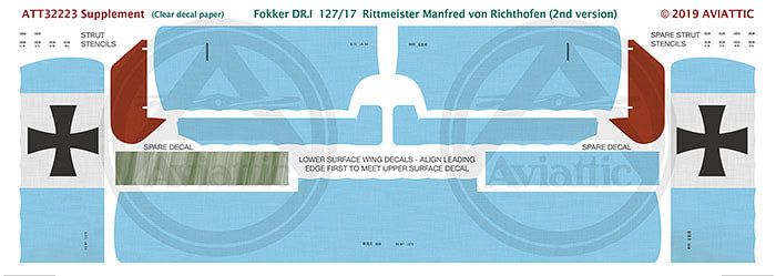 Aviattic ATT32223 1:32 Fokker Dr.I Triplane 127/17 Manfred von Richthofen