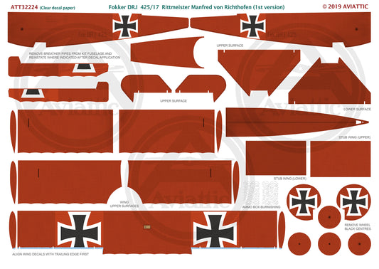 Aviattic ATT32224 1:32 Fokker Dr.I Triplane 425/17 Manfred von Richthofen