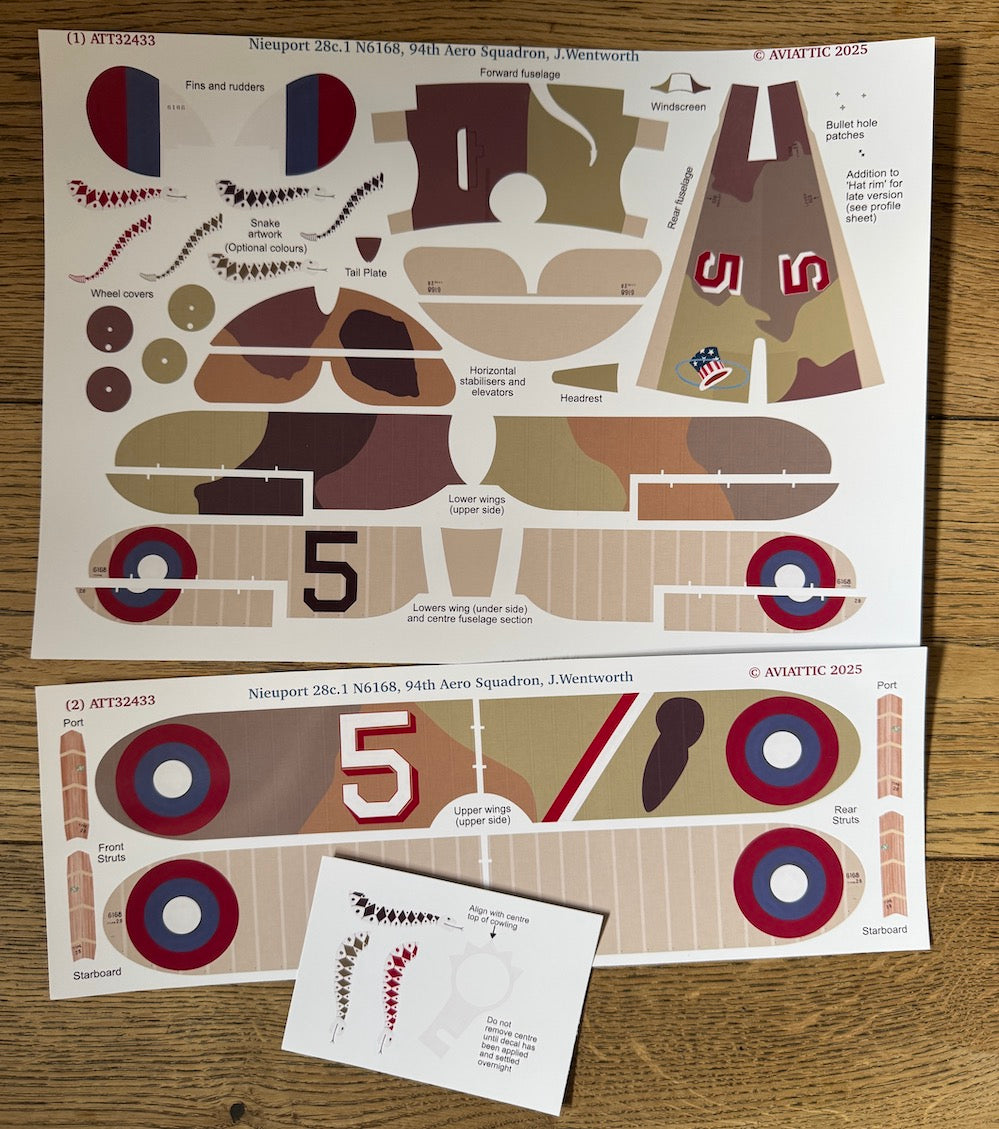 Aviattic ATT32433 1:32 Nieuport 28c.1 N6168, 94th Aero Squadron, J.Wentworth