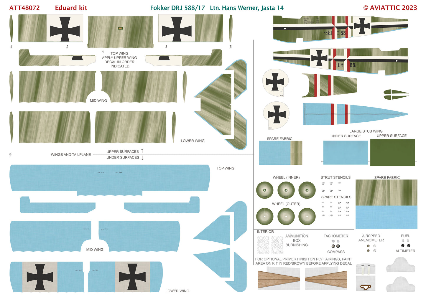 Aviattic ATT48072 1:48 Fokker Dr.I Triplane I 588/17 Ltn