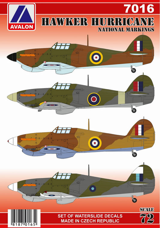 Avalon AVD7016 1:72 Hawker Hurricane National Insignia Roundel Markings
