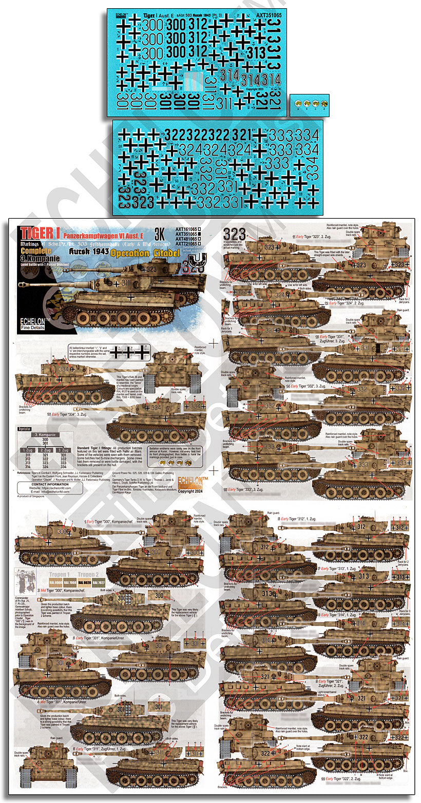 Echelon FD AXT351065 1:35 SchPzAbt 503 Tiger Is Kursk 1943 Operation Citadel 3.K