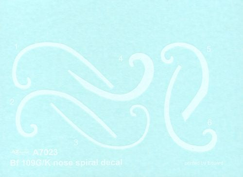 AZ Model AZA7023 1:72 Messerschmitt Bf-109G nose spiral decal x 6