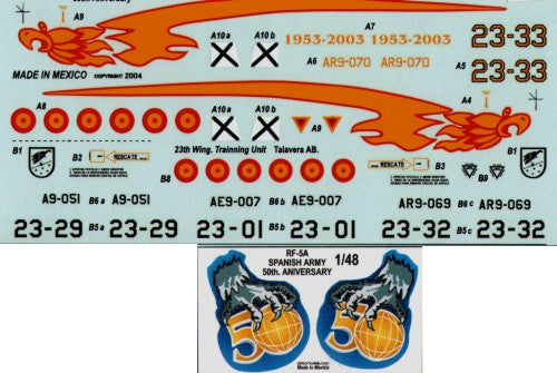 Aztec AZD48033 Northrop RF-5A Spanish Air Army Decals 1:48