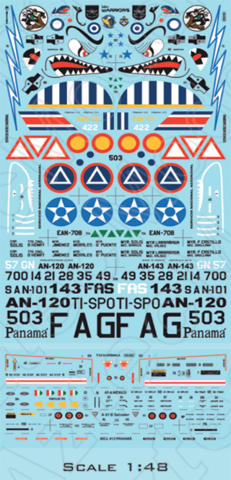 Aztec AZD48062 Latin Warriors AT-6 A-37 UH-1 P-38 Decals 1:48