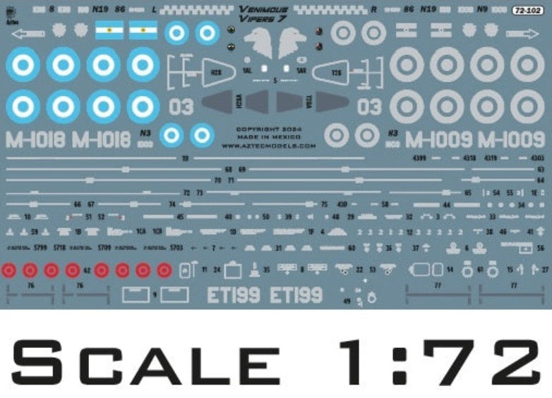 Aztec AZD72102 Argentine F-16 High/Low Vis Decals 1:72