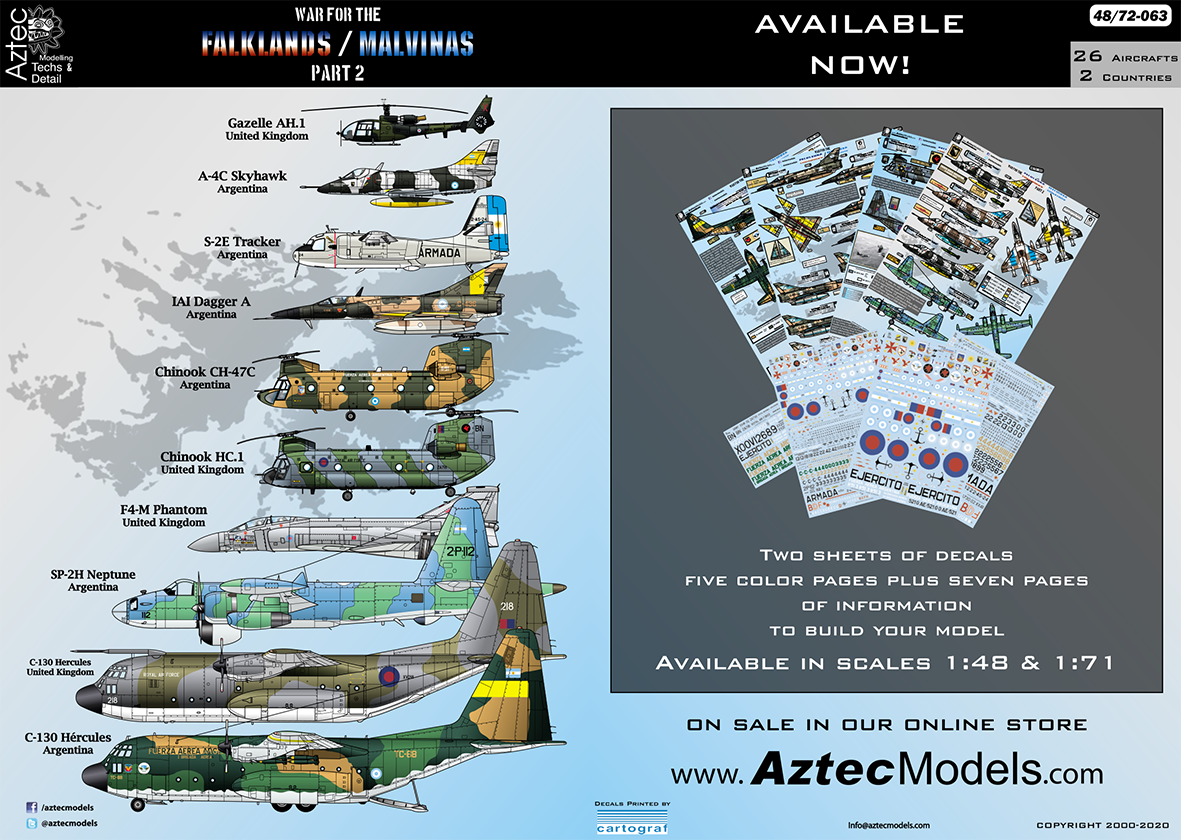 Aztec AZD72063 War for the Falklands Pt 2 RAF Chinook Decals 1:72