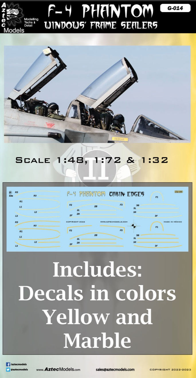 Aztec AZG48-014 1:48 McDonnell F-4 Phantom window's frame sealers