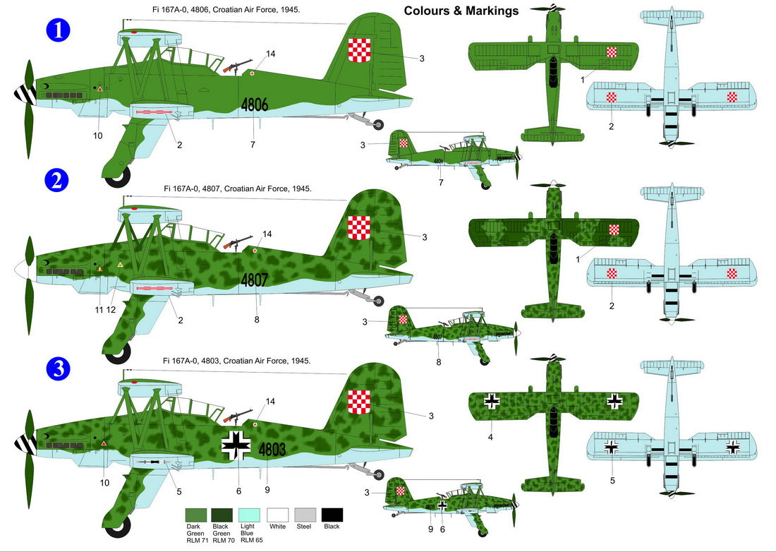 AZ Model AZM7844 1:72 Fieseler Fi-167 'Croatian AF' new mould
