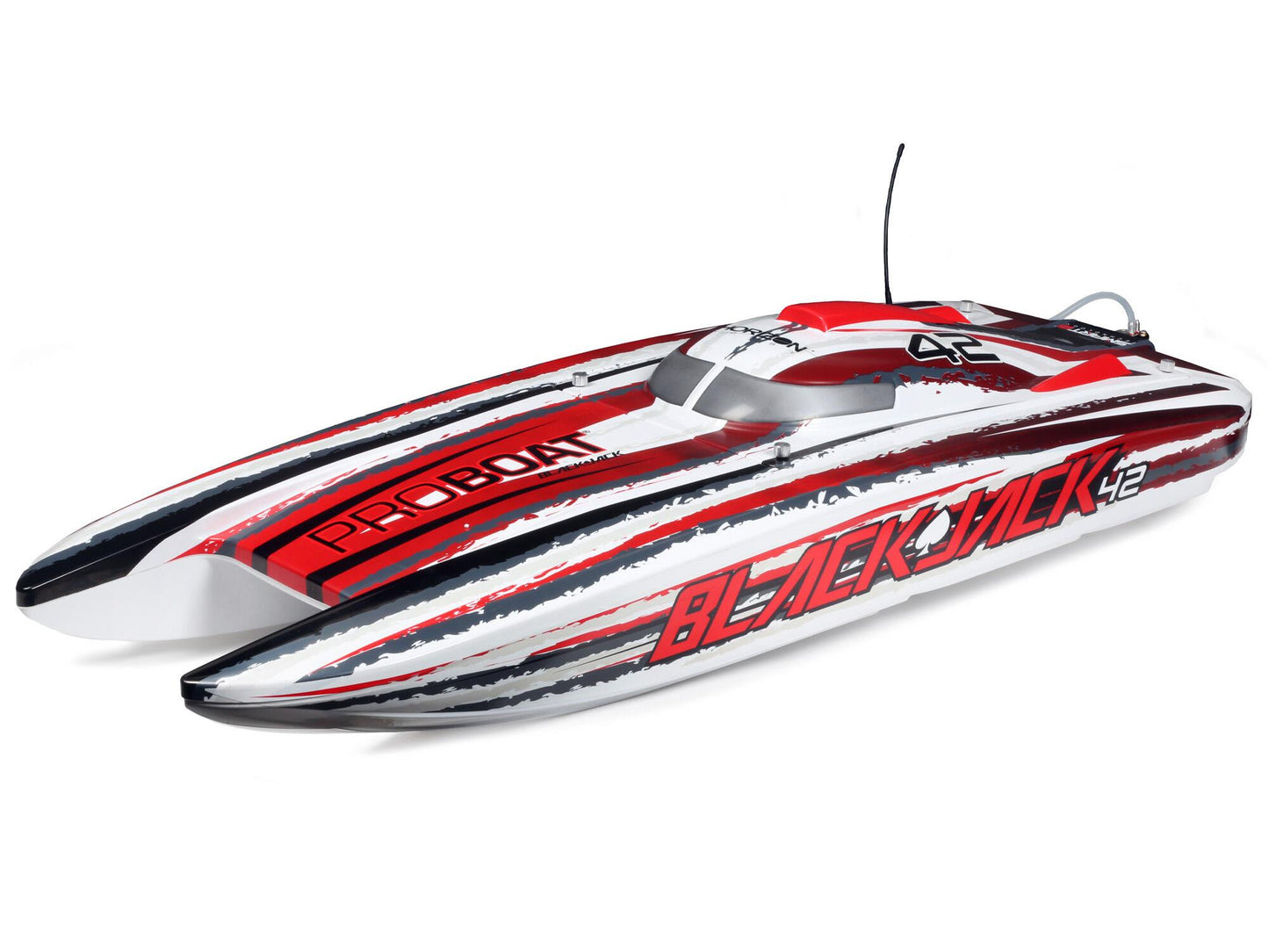 Pro Boat Blackjack 42" 8S Brushless Catamaran RTR: White/Red PRB08043T2