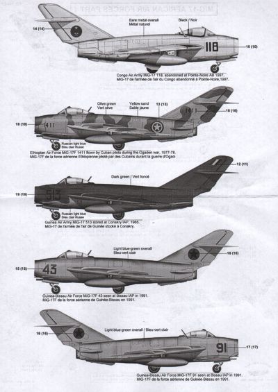 Berna Decals BER14402 1:144 African Air Forces MiG-17 Part 1
