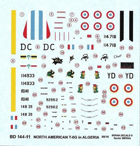 Berna Decals BER14411 1:144 North-American T-6G French Algeria