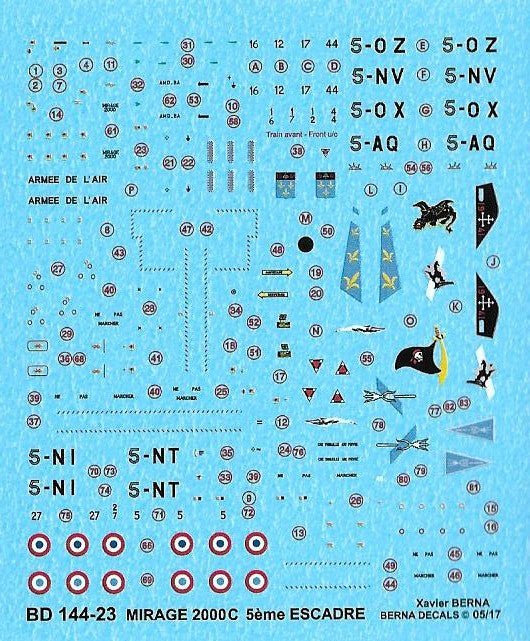 Berna Decals BER14423 1:144 Dassault Mirage 2000C 5eme Escadre