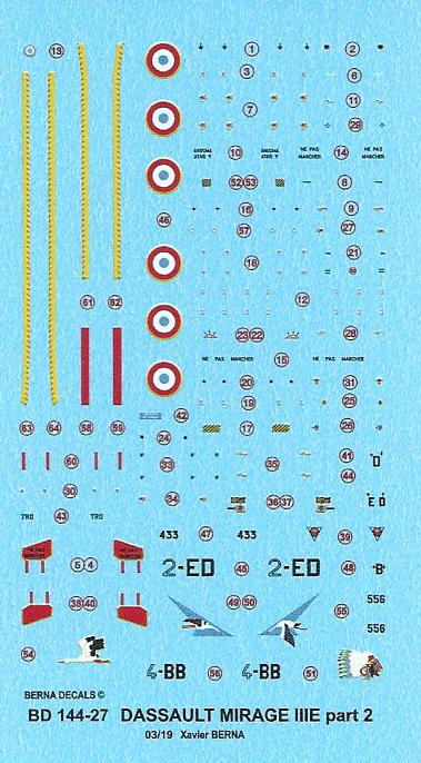 Berna Decals BER14427 1:144 Dassault Mirage IIIE Armee de l'Air Pt.2