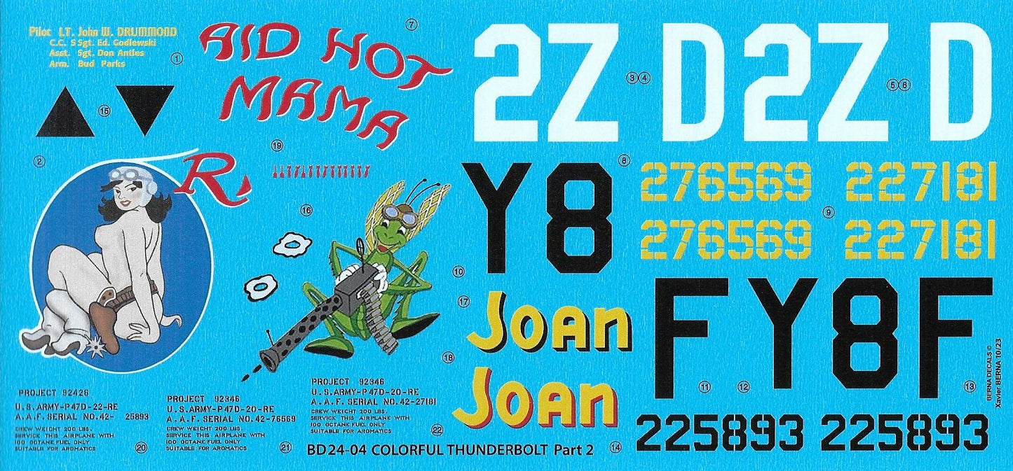 Berna Decals BER24004 1:24 Republic P-47D Raid Hot Mama