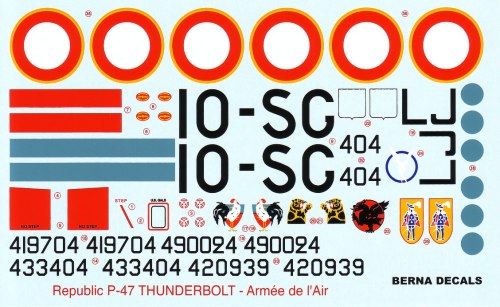 Berna Decals BER32003 1:32 Republic P-47D Thunderbolt 'Bubbletop' French service