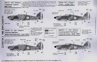 Berna Decals BER32014 1:32 Hawker Hurricane Mk.I French GC1 Alsace