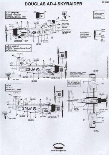 Berna Decals BER32029 1:32 Douglas AD-4 Skyraider French