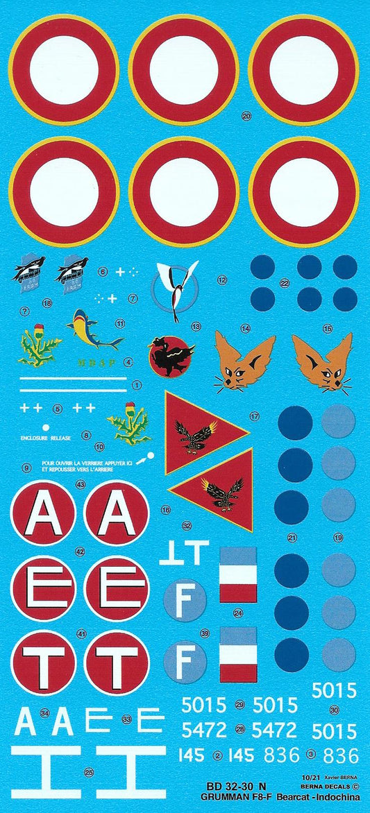 Berna Decals BER32030N 1:32 French Grumman Bearcat Indochina
