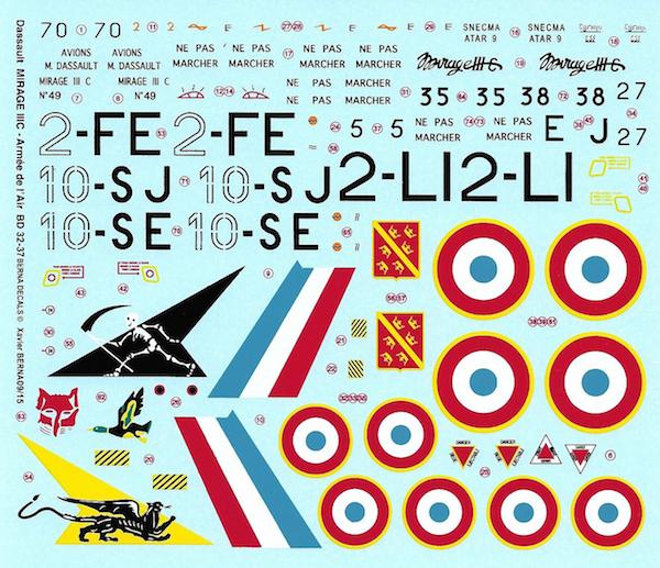 Berna Decals BER32037 1:32 Dassault Mirage IIIC Decals