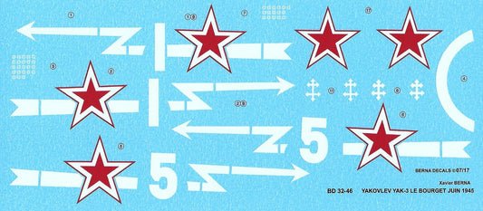 Berna Decals BER32046 1:32 Yak-3 Normandie-Niemen Decals