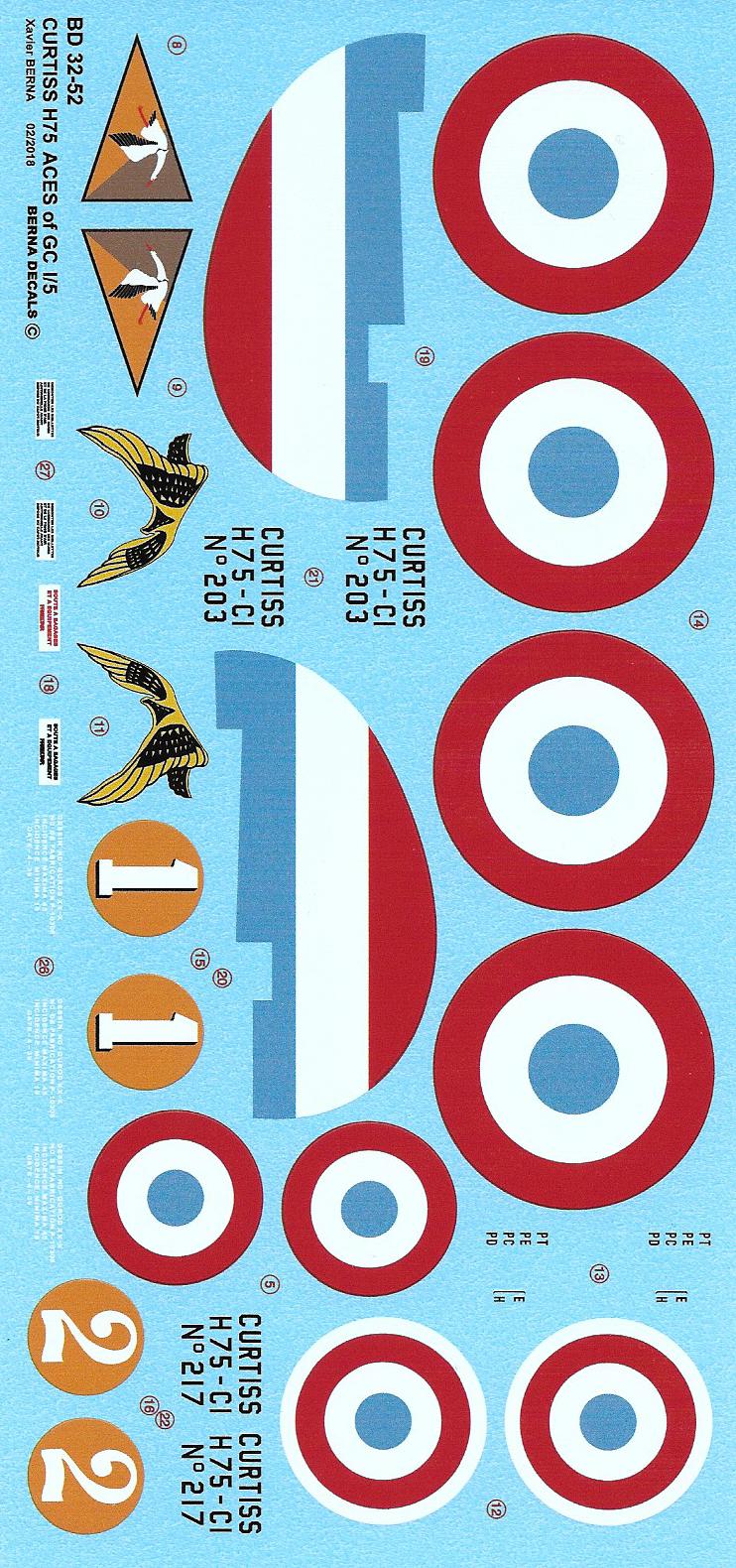 Berna Decals BER32052 1:32 Curtiss H-75 Hawk