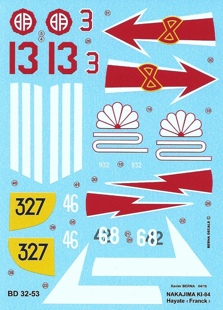 Berna Decals BER32053 1:32 Nakajima Ki-84 Hayate Decals