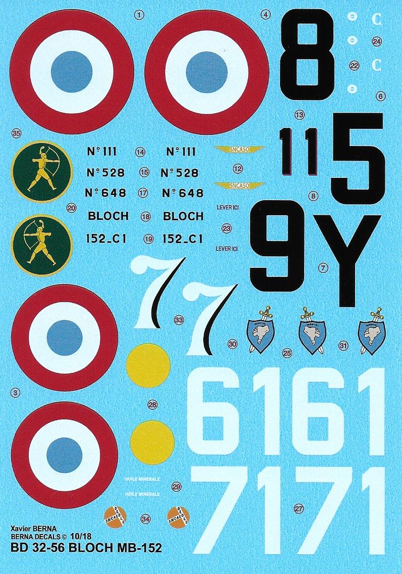Berna Decals BER32056 1:32 Aces on Marcel-Bloch MB.152