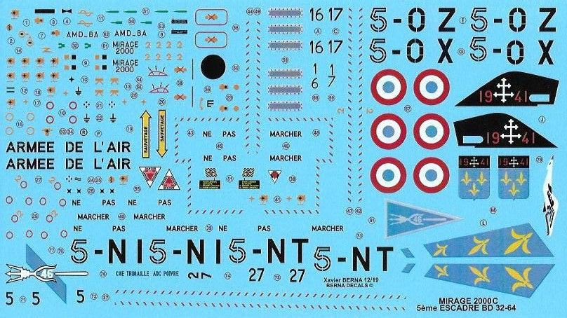 Berna Decals BER32064 1:32 Dassault Mirage 2000C 5eme Escadre