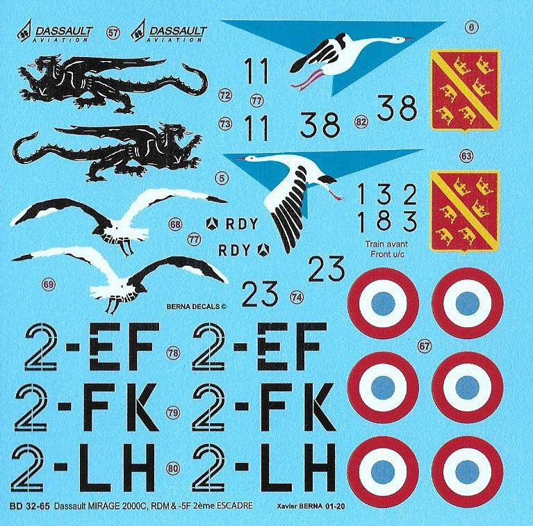 Berna Decals BER32065 1:32 Dassault Mirage 2000C 2eme Escadre