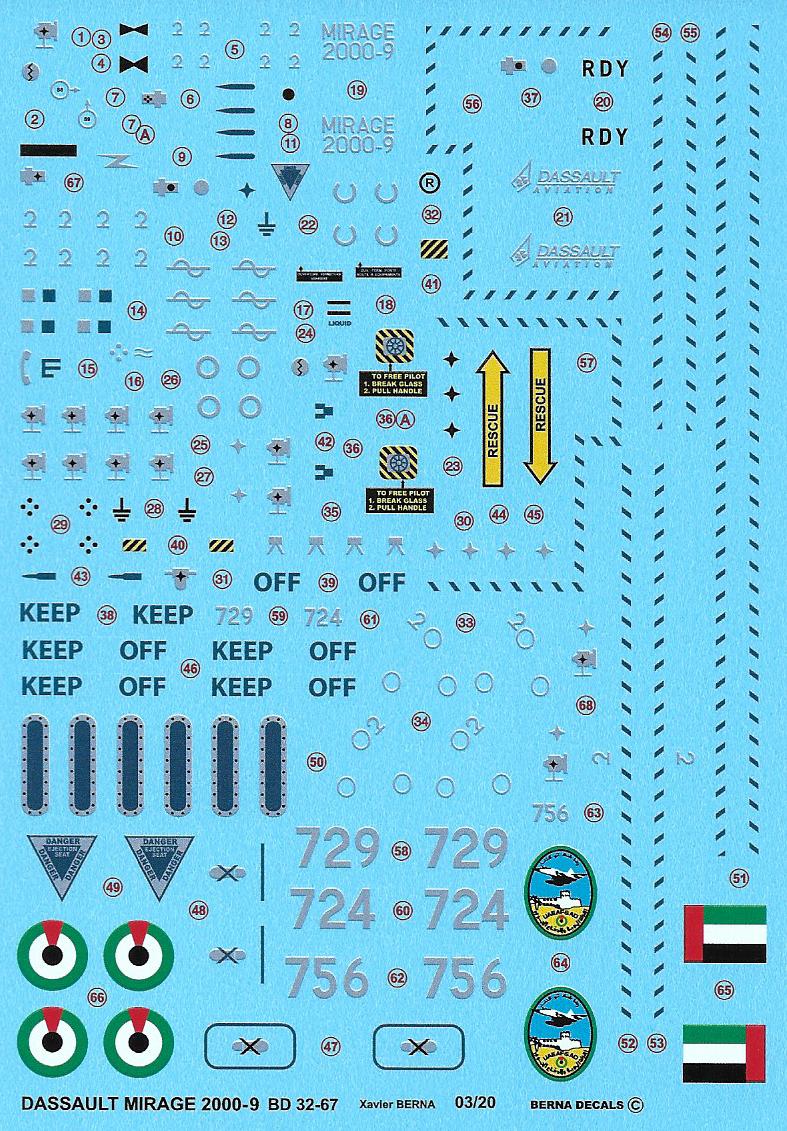 Berna Decals BER32067 1:32 Dassault Mirage 2000-9EAD UAE