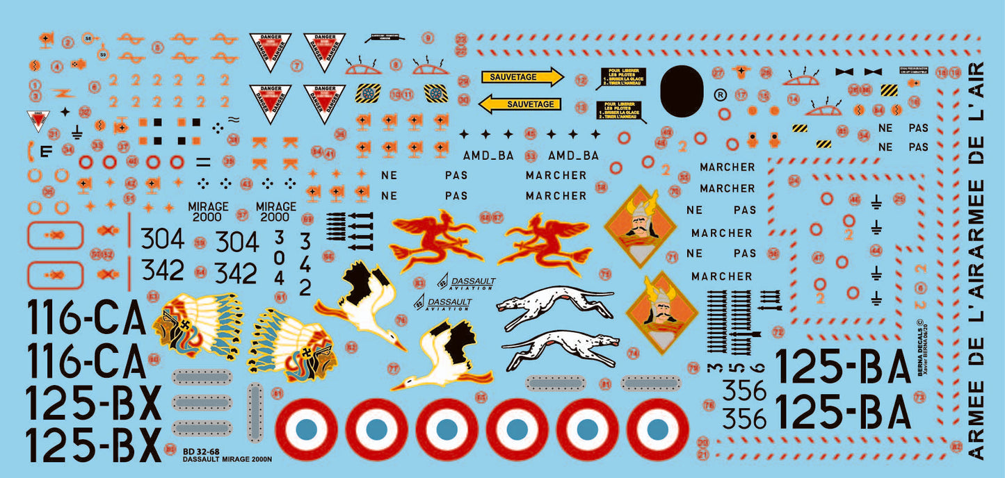 Berna Decals BER32068 1:32 Dassault Mirage 2000N La Fayette