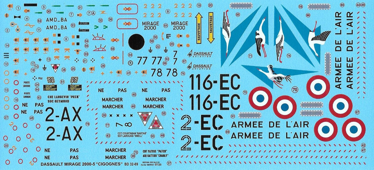 Berna Decals BER32069 1:32 Dassault_Mirage 2000-5F 'Cigognes'