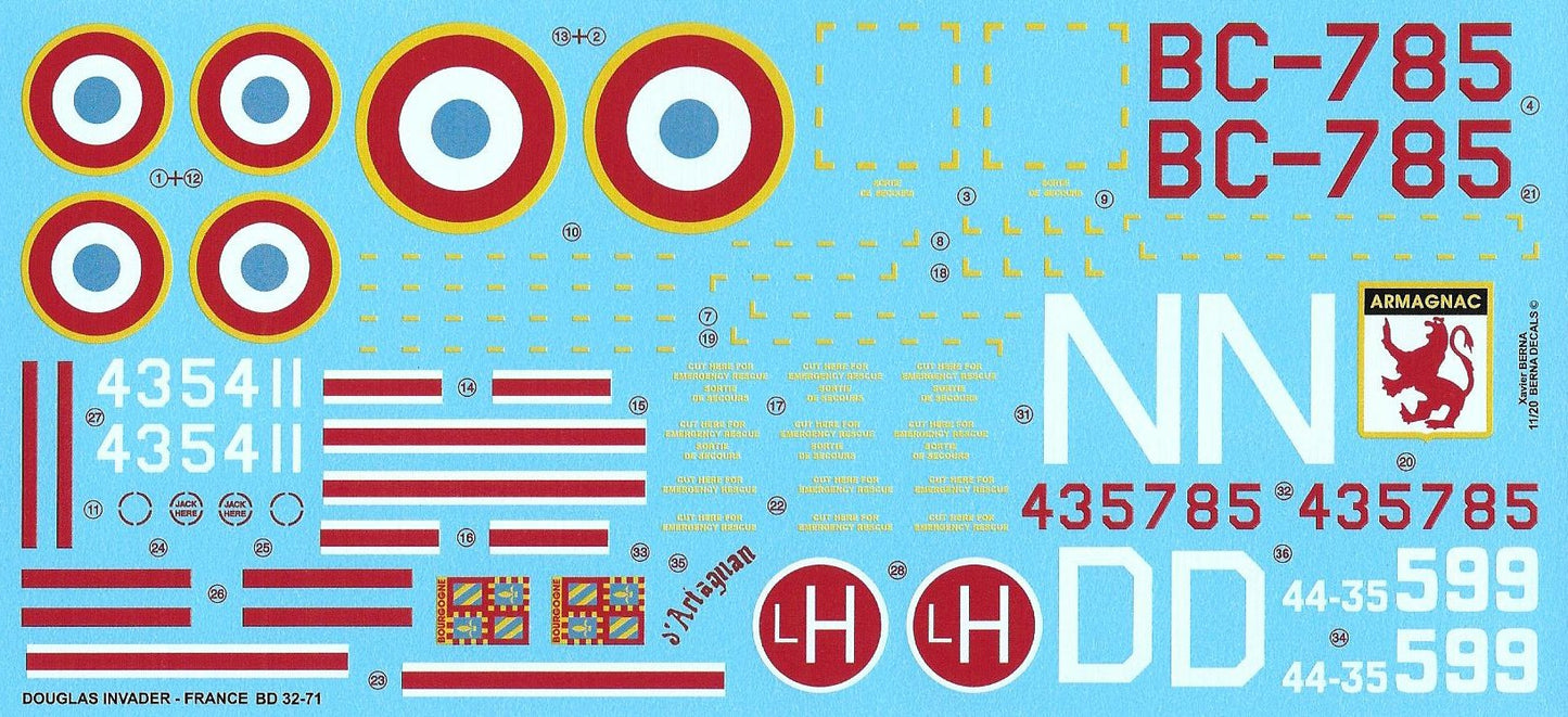Berna Decals BER32071 1:32 Douglas A-26B Invader Indochina