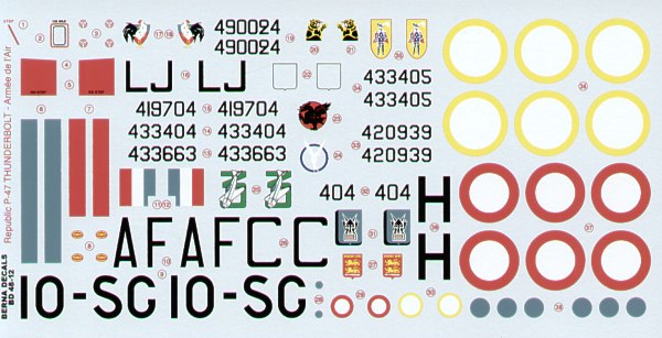 Berna Decals BER48012 1:48 Republic P-47D French Post War