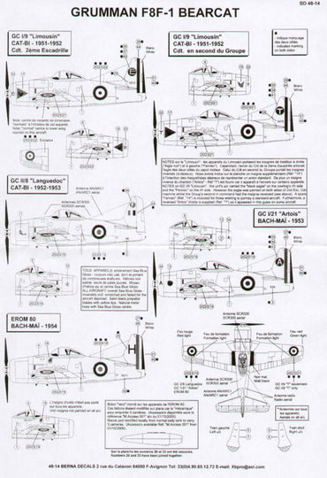 Berna Decals BER48014R 1:48 Grumman F8F-1 Bearcat